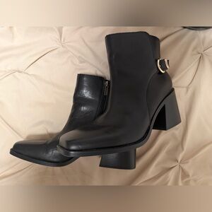 Vince Camuto Black Heeled Boots with Buckle